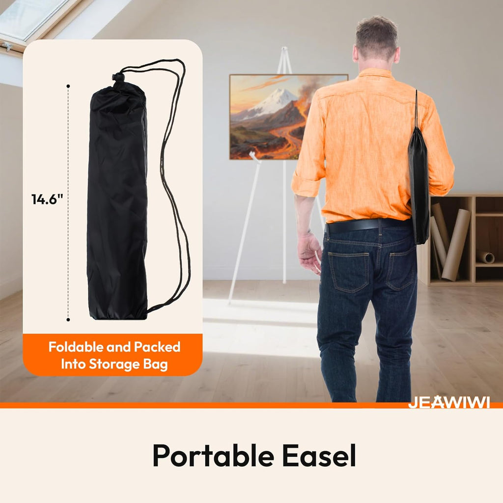 6PCS White Easel Stand for Wedding Sign Stand, 66 Inch Adjustable Metal Easels for Display, Portable Folding Easel for Wedding, Display Show, Arts, Poster with Portable Bags