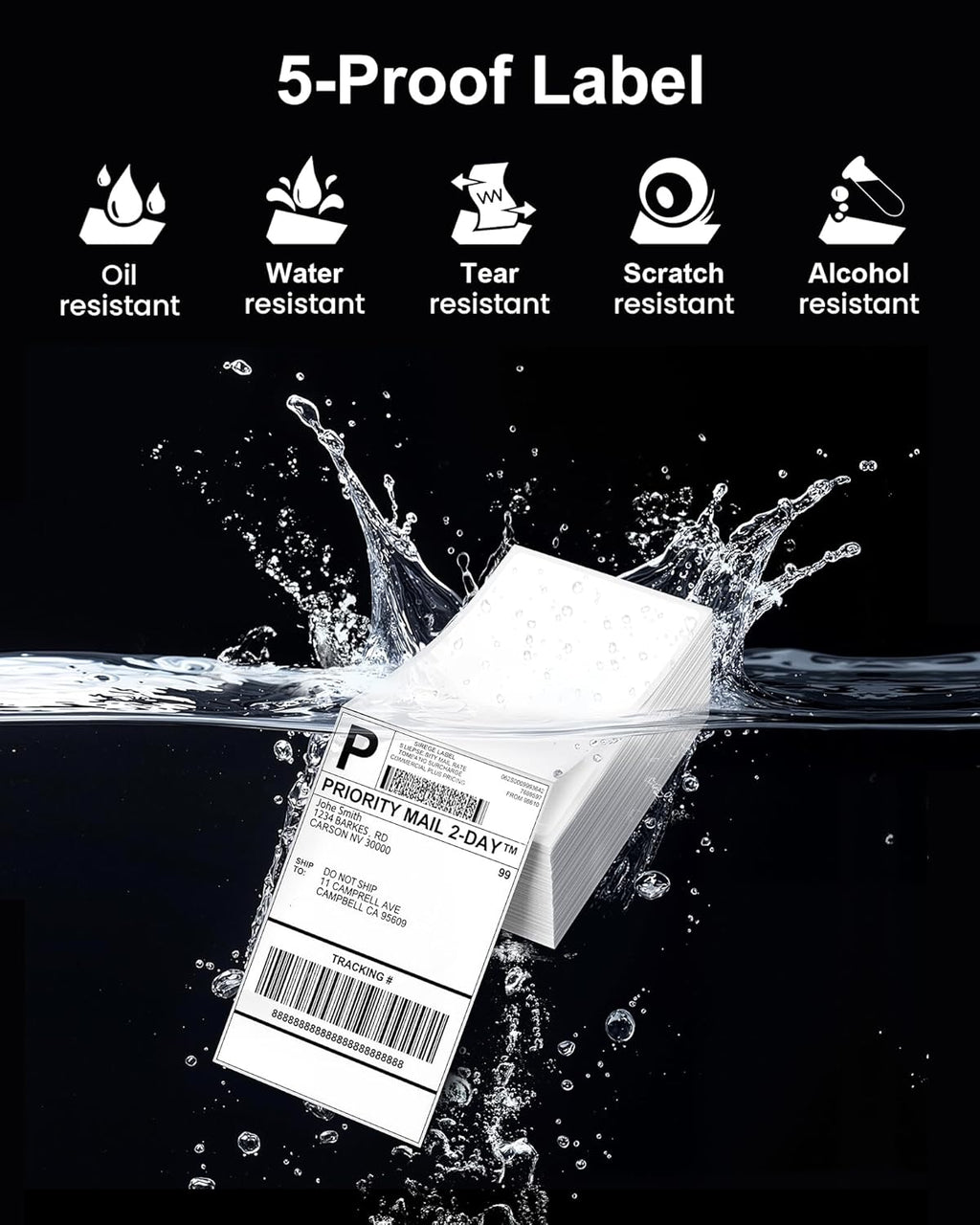 Phomemo 4x6 Thermal Label Printer Paper - 500 PCS Red 4"x6" Fan-Fold Shipping Supplies Labels - Water/Oilproof Label Stickers - Permanent Adhesive 4x6 Mailing Labels Paper for Thermal Printer