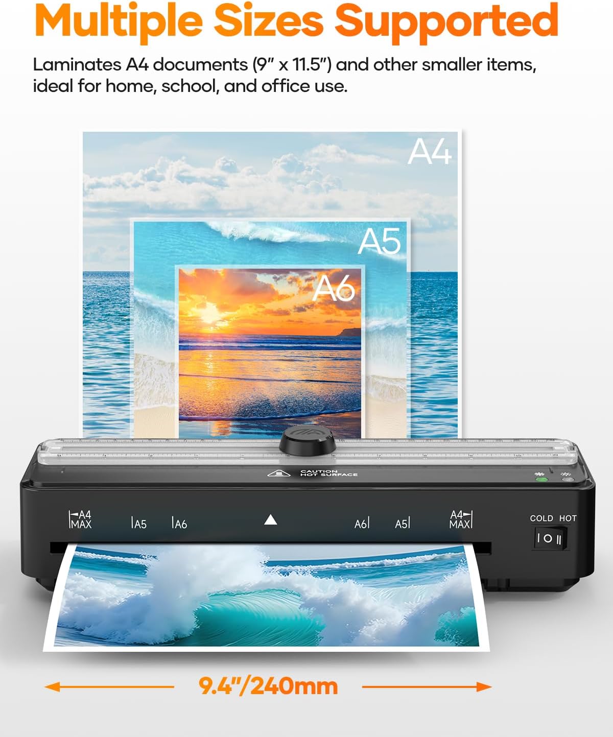Laminator Machine, 9 Inch with 20 A4 Sheets Thermal and Cold Lamination Built in Cutter Quick Warm Up,Portable Laminating Machine for Home Office School Use