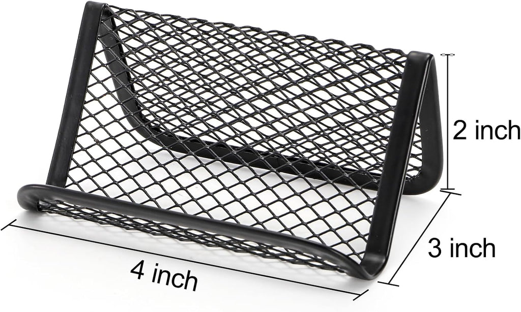 Suwimut 12 Pack Business Card Holder for Desk, Metal Mesh Business Card Stand Desktop Display Rack, Black Business Card Organizer Holds up to 50 Name Cards for Office