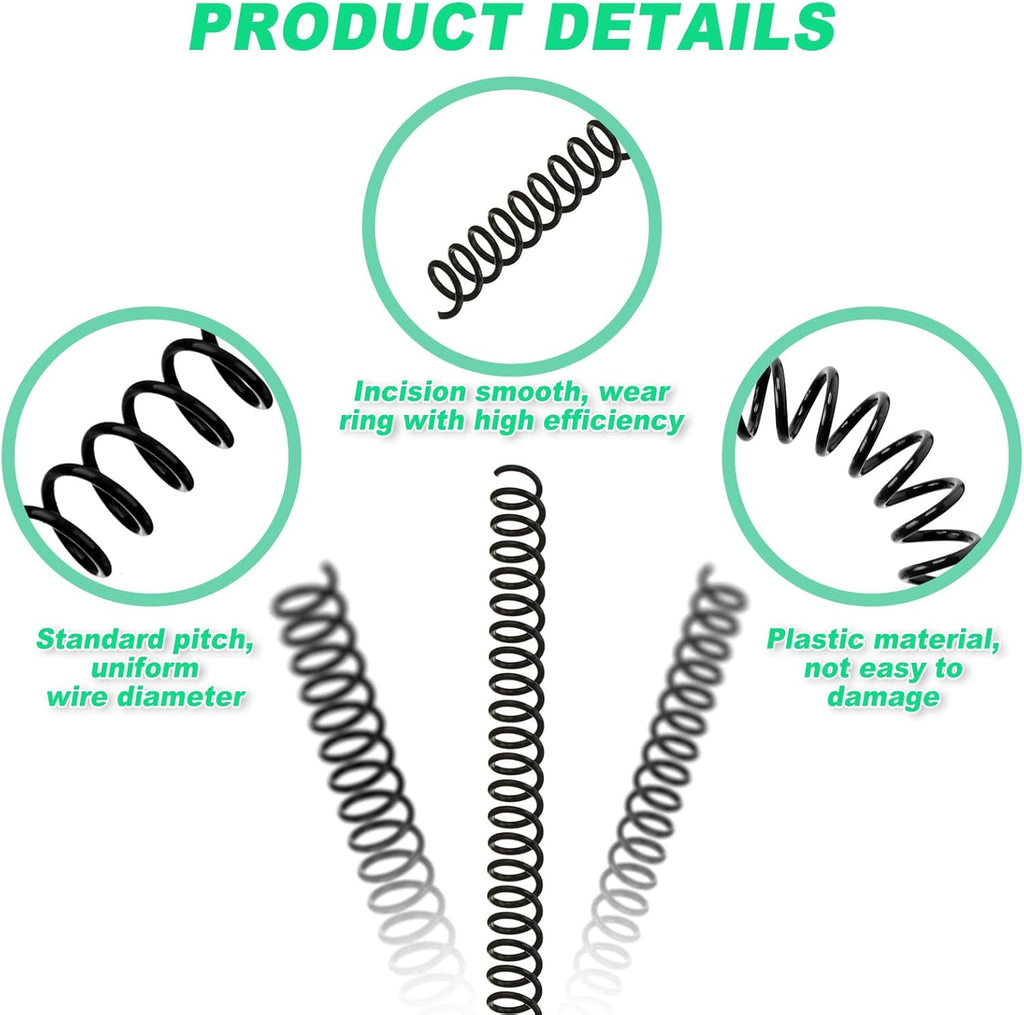 Leinuosen 120 Pack Plastic Spiral Binding Coils Kit Spirals Multi Size Coils for Binding Binder Combs Spines(5/16 Inch,Black)