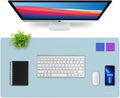 K KNODEL Desk Mat, Blotter, Dual-Sided Office Desk Pad, Waterproof Desk Mat for Desktop, Desk Blotters, PVC Leather Pad Protector (Light Blue, 31.5" x 15.7")