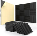 12 Pack Acoustic Panels Self-Adhesive, 1" X 12" X 12" Quick-Recovery Sound Proof Foam Panels, Acoustic Foam Wedges High Density, Soundproof Wall Panels for Home,Studio,Gaming -Black