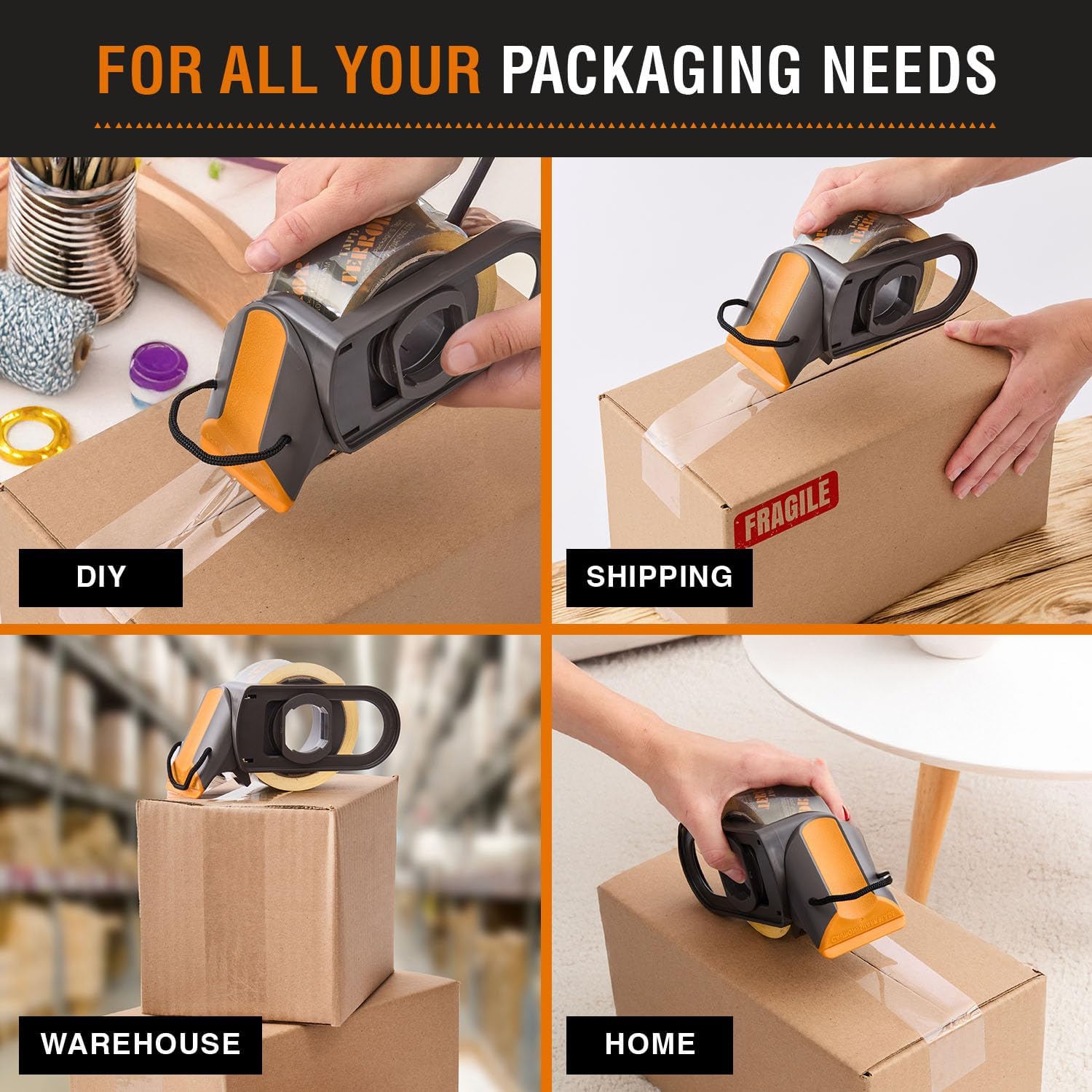 All-Purpose Clear Packing Tape (6 Rolls) - Heavy Duty Tape for Packing, Moving Boxes, Storage, Labeling, Crafts, and More - Shipping, Packaging, School, & Office Supplies (48mm x 50m per Roll)