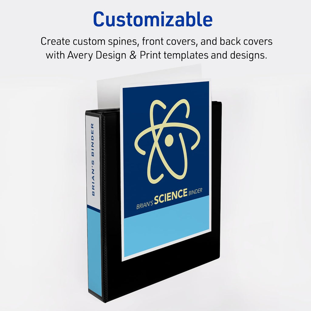 Avery Heavy-Duty View 3 Ring Binders, 1.5 Inch One Touch Slant Rings, 375-Sheet Capacity, Assorted Pastel Colors, 4-Pack (79634) – for School, Office, Teachers, Classrooms & Home Organization