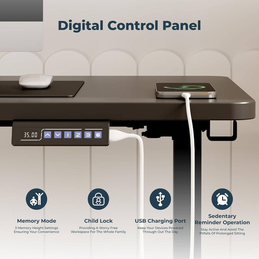 Adjustable Stand Up Desk, Large 71x31 Inches Height Adjustable Standing Desk with Cable Management, Home Office Computer Desk with Memory Preset & Charging USB Port & Sedentary Reminder