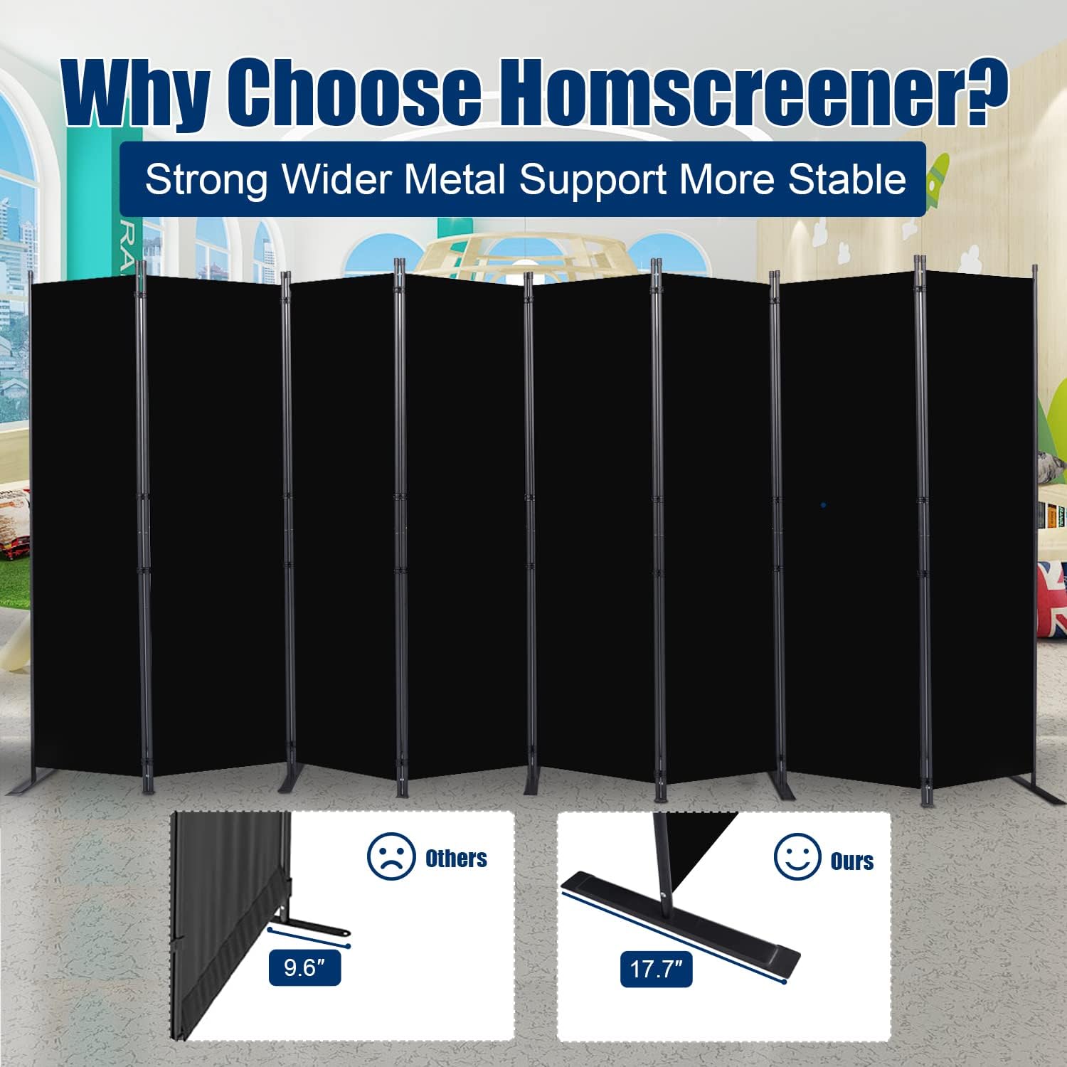 Room Divider 6FT Portable Room Dividers and Folding Privacy Screens, 176'' W Fabric Divider for Room Separation, 8 Panel Partition Room Dividers Freestanding Wall Divider Screen for Dorm Studio Office