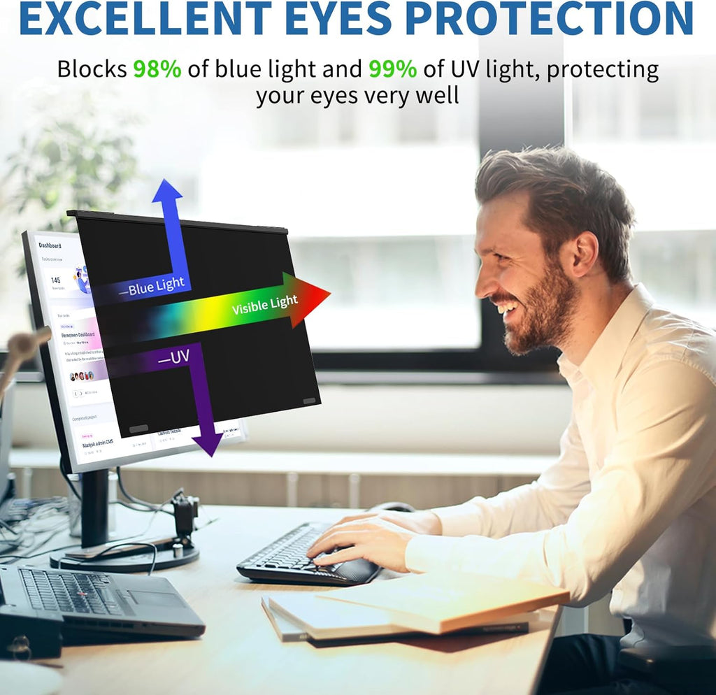 32 Inch Computer Privacy Screen Filter for 16:9 Widescreen Computer Monitor Magnetic Privacy Shield Computer Screen Protector Anti Glare and Blue Light