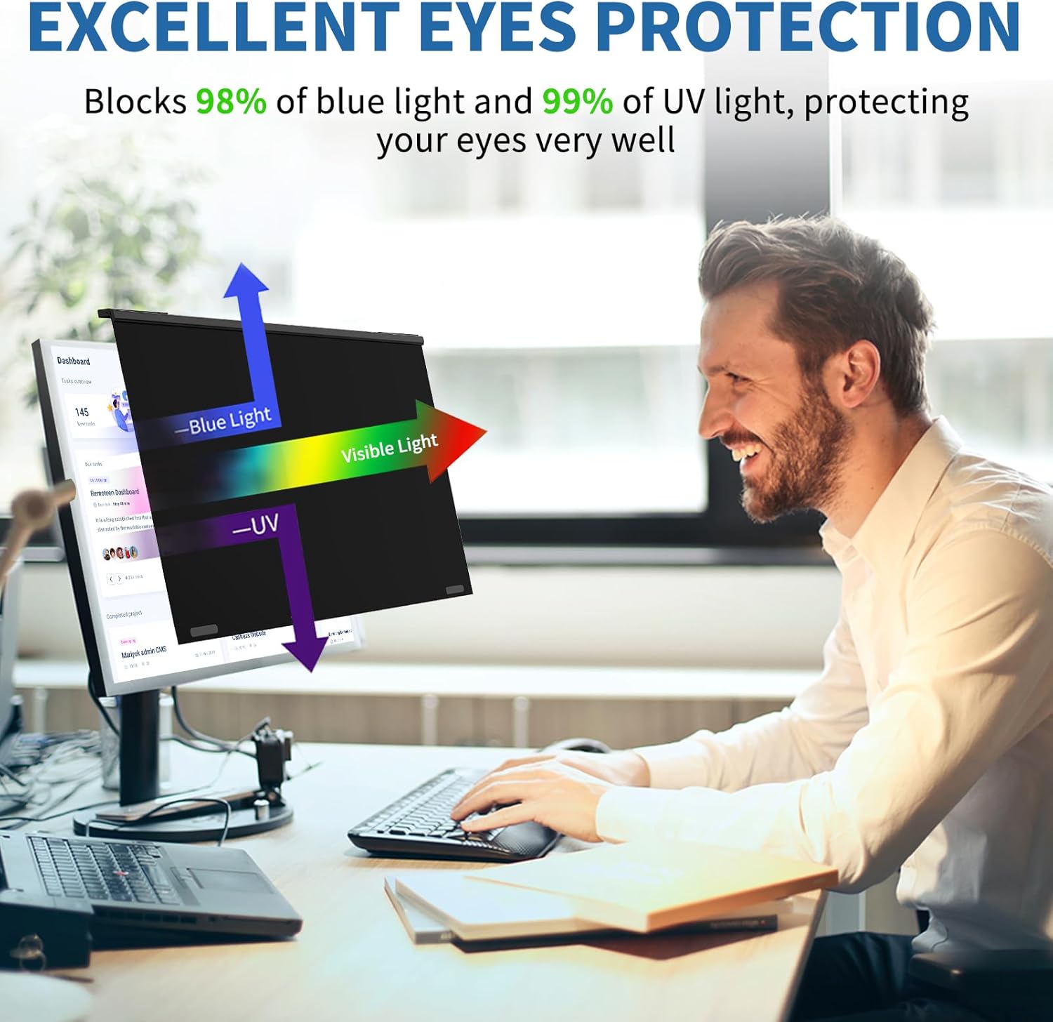 32 Inch Computer Privacy Screen Filter for 16:9 Widescreen Computer Monitor Magnetic Privacy Shield Computer Screen Protector Anti Glare and Blue Light