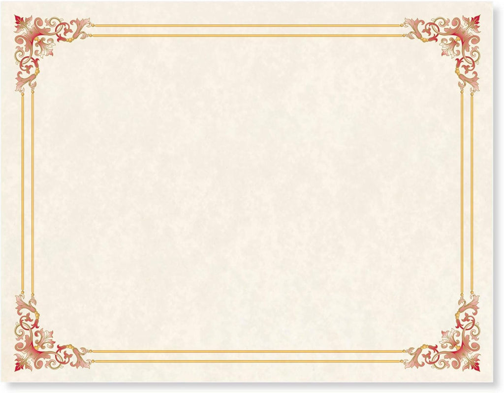 PaperDirect Red and Gold Foil Accents on Renaissance Standard Certificates, 8½ x 11, 100 Count, Certificates and Awards Paper, for School, Work, Diplomas & Award Certificates