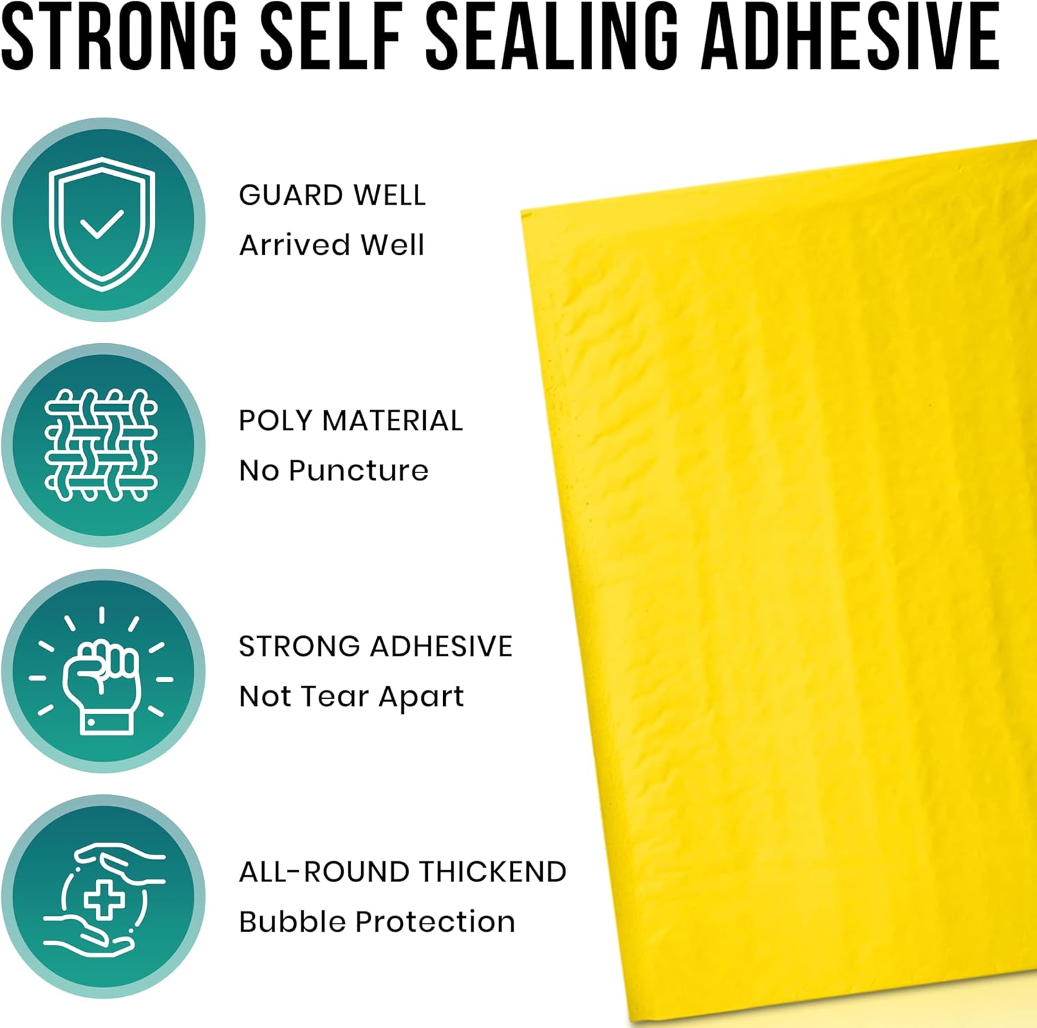 Levex - #000 4" x 8" [5 Pack] Yellow Poly Bubble Mailers, Padded Envelope Mailers, Packing Envelope & Mailing Bags for Shipping