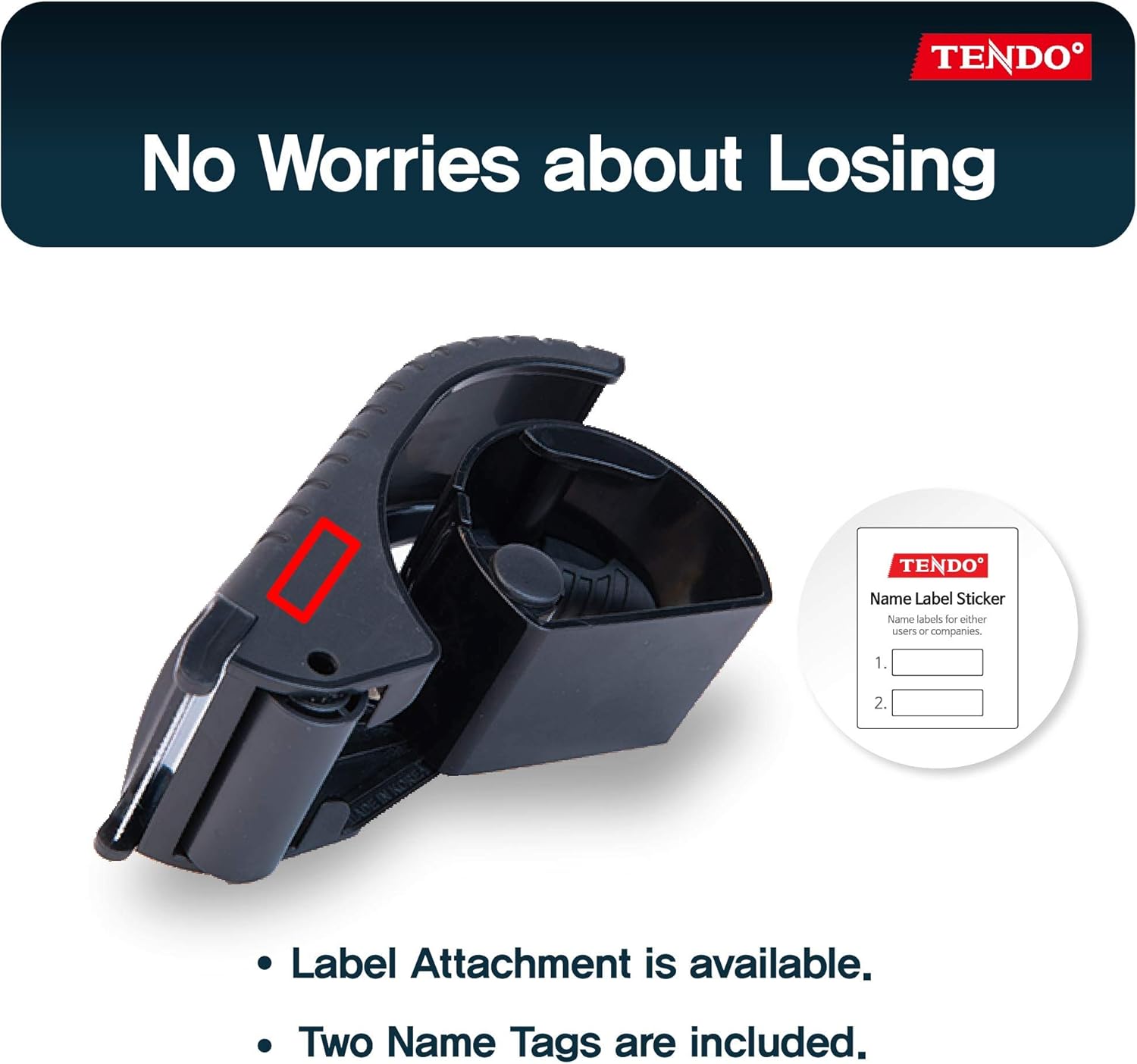 Heavy Duty Shipping Tape Dispenser: TENDO° Essential Line – Reusable, Replaceable, Eco-Friendly 2’’ Master Piece Dispenser with Patented 10° Sloped Chromium Blades - P-1200 (3th Gen.)_Black
