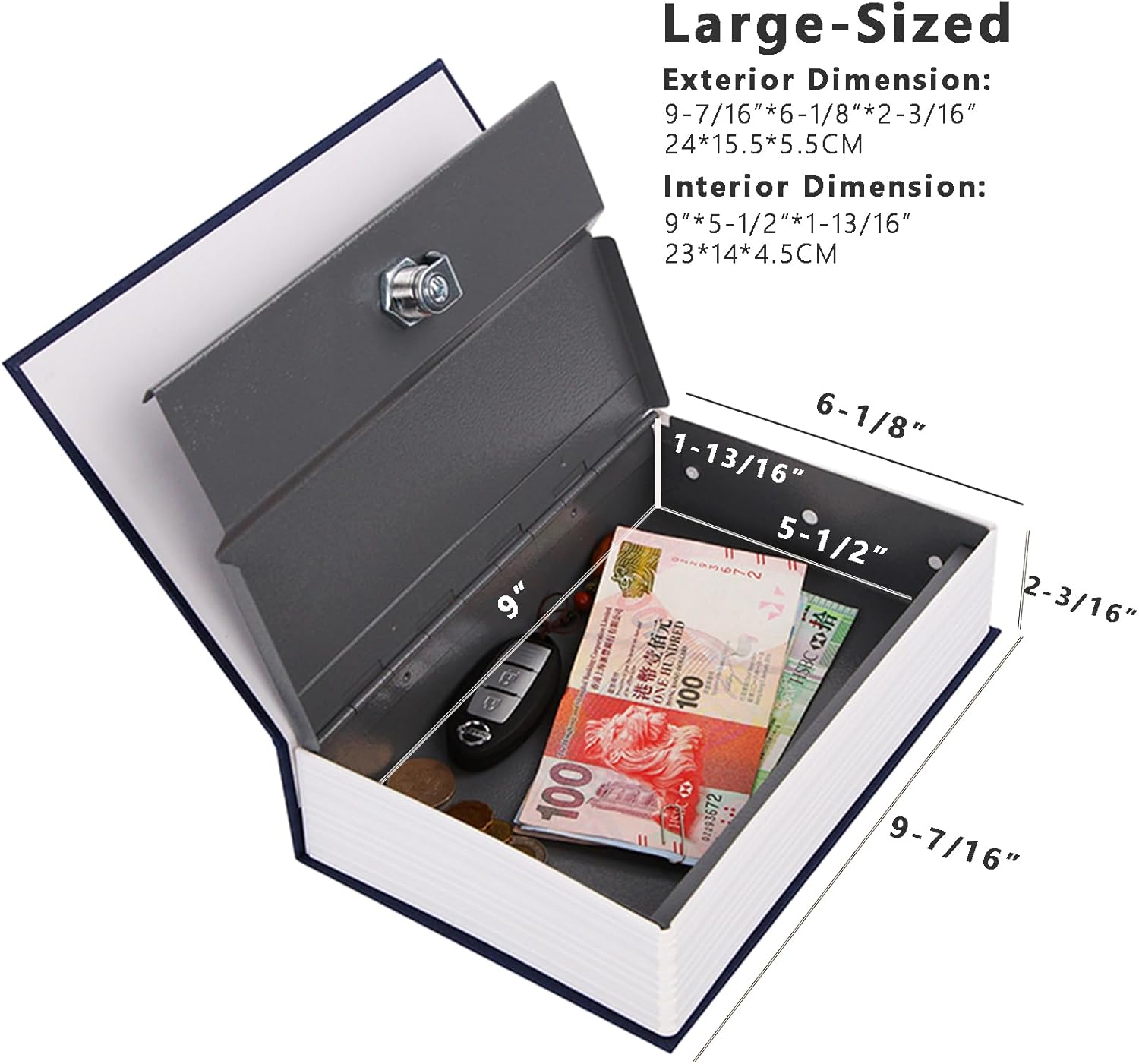 SEPOX® Quins Large Book Safe Lock-Box, with Resettable Combination Lock, Real Paper Cover,Ideal for Dorm Safe, Features Classics Including: Journey to the West, Art of War,Pack of 5Pcs