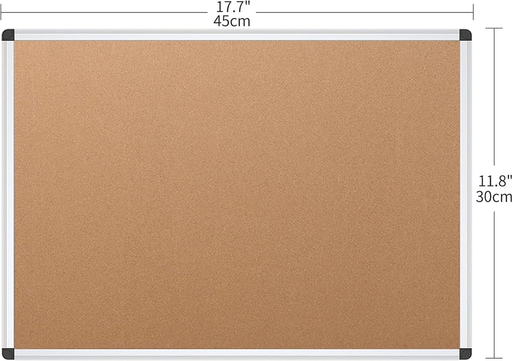 VIZ-PRO Cork Notice Board, 18 X 12 Inches, Cork Bulletin Board with Silver Aluminium Frame