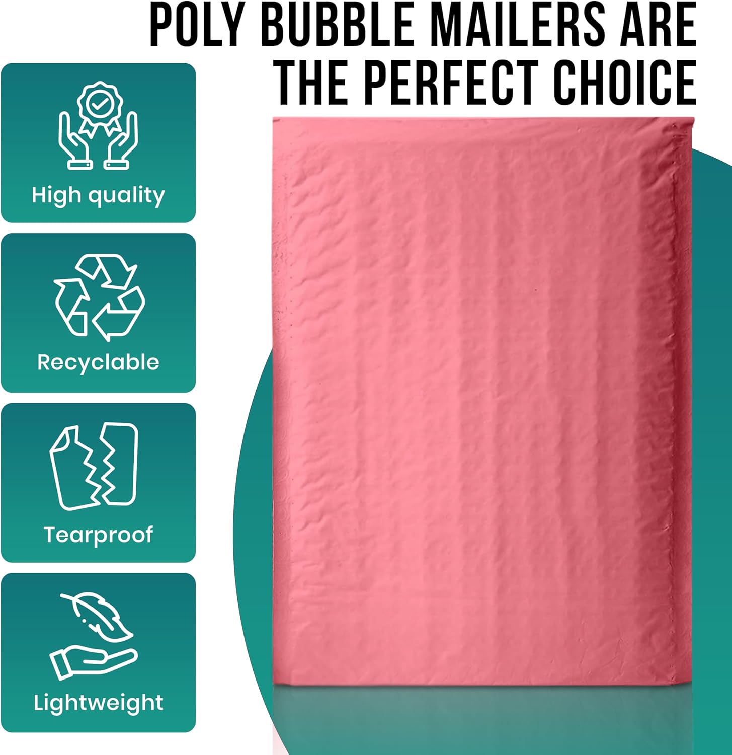 Levex - #0 6" x 10" [5 Pack] Pink Poly Bubble Mailers, Padded Envelope Mailers, Packing Envelope & Mailing Bags for Shipping