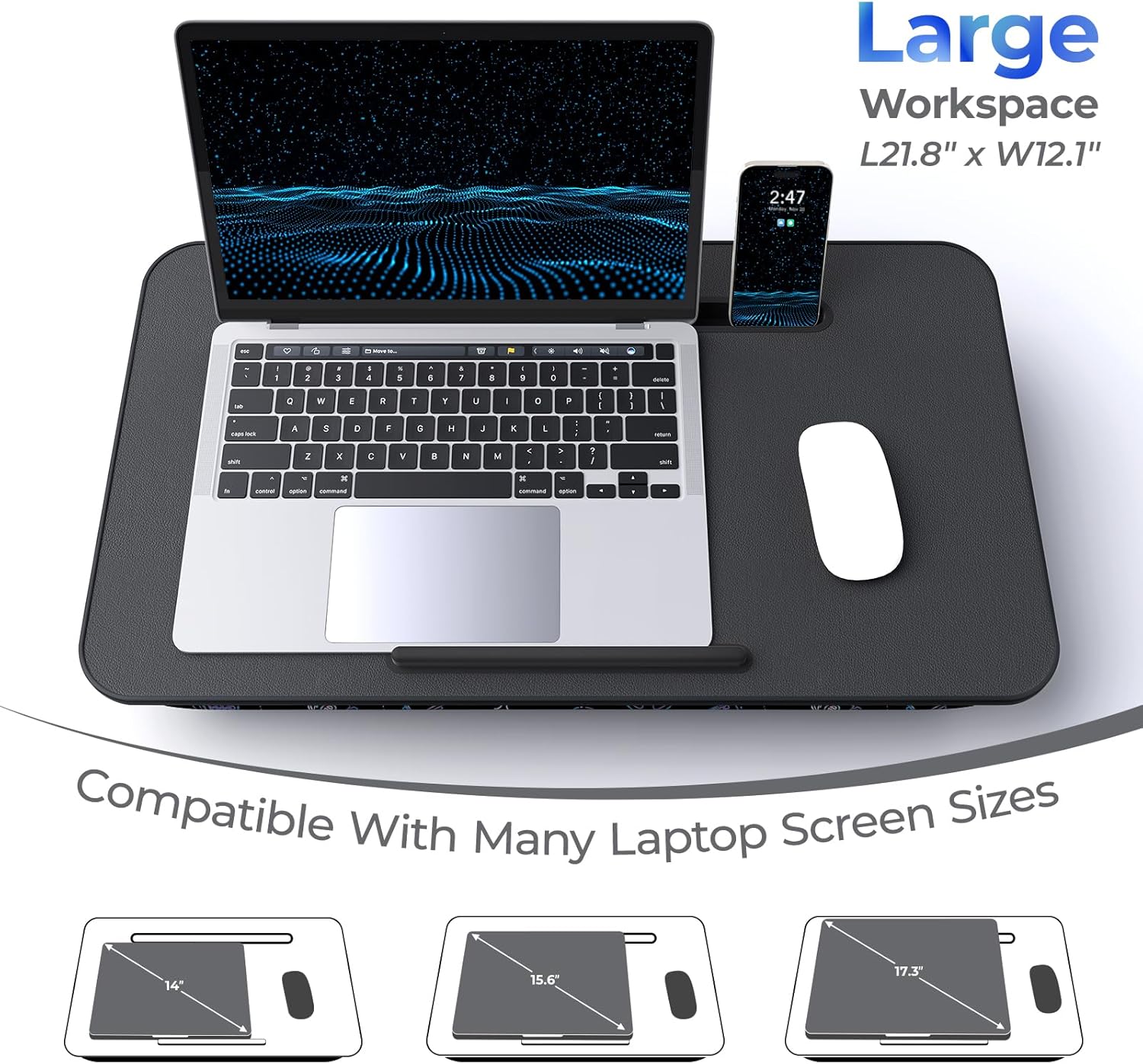 Lap Desk - Portable Laptop Stand & Stand, Fits Up to 17.3 in, Washable Cushion, Built-in Phone Holder & Mouse Pad - Gaming, Eating, Writing, Working on Bed, Couch,Floor - L.DOCTOR(Large, Gaming Accs)