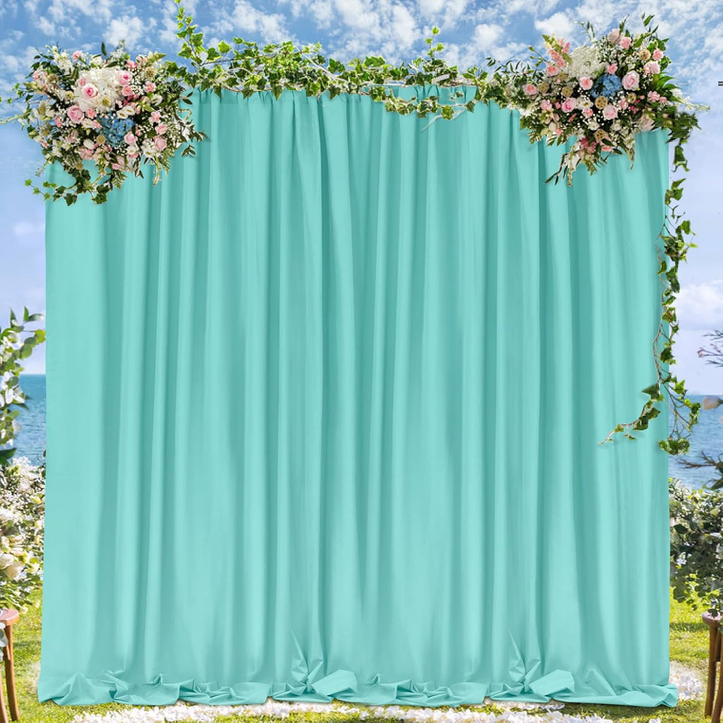 SoarDream Turquoise Backdrop Curtains Polyester 4 Panels 5ft x 10ft Photo Backdrop Drapes Mermaid Party Baby Shower Birthday Decorations
