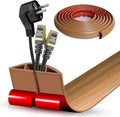 Floor Cord Cover Self Adhesive Cord Hider,20FT Cable Management, Extension Strip Protector for Wires, Prevent Cable Trips for Offices, Gyms, Exhibitions Cavity:0.51"(W) x 0.3"(H) Brown Wood