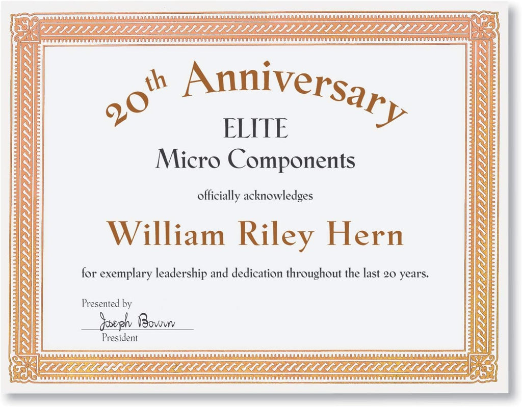 PaperDirect Copper on White Elite Specialty Certificates, 8½ x11, Foil Accents, 50 Count, Certificates And Awards Paper, For School, Work, Diplomas & Award Certificates
