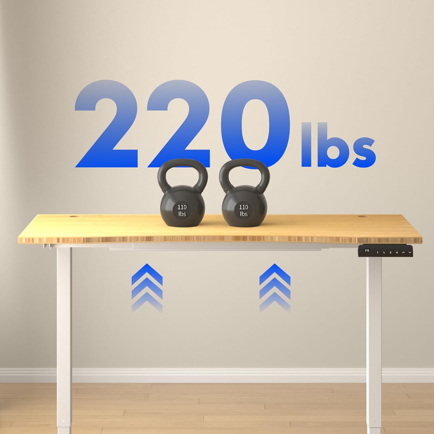 FLEXISPOT E3 Bamboo Dual Motor 55x28 Inch Electric Height Adjustable Standing Desk Whole-Piece Board Desk Sit Stand Up Desk (White Frame + Bamboo Curved Desktop)