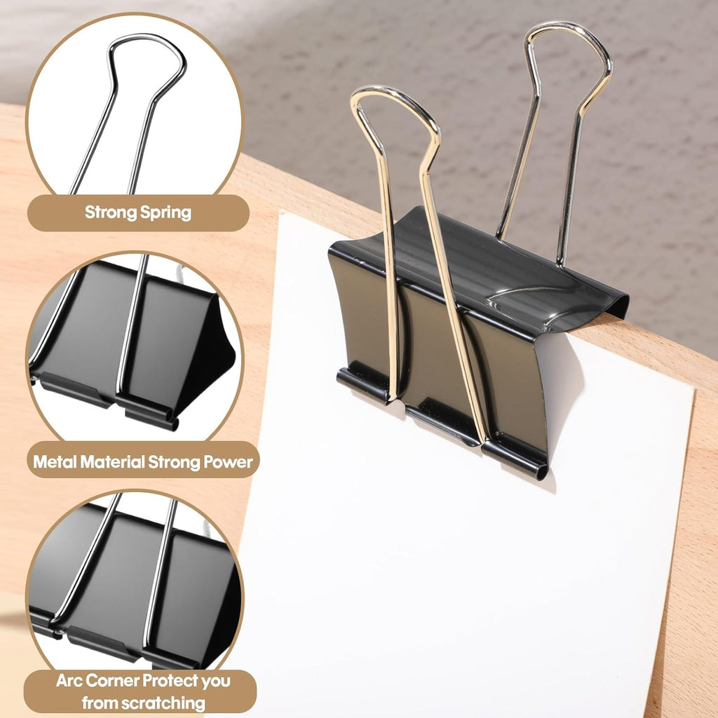 Jetec 72 Pcs 3 Inch Jumbo Binder Clips Extra Large Binder Clips Bulk Black Big Heavy Duty Metal Giant Large Paper Clamps for Office and Home Supplies Organization Kitchen Food Bags Drawing