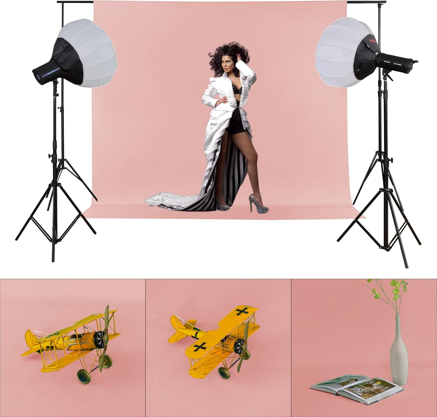 Joccun 7X10FT Light Pink Backdrop Background for Photography,Polyester Backdrop Curtain Background Screen for Photography,Photoshoot,Video Recording,Studio(6X9ft,Light Pink)