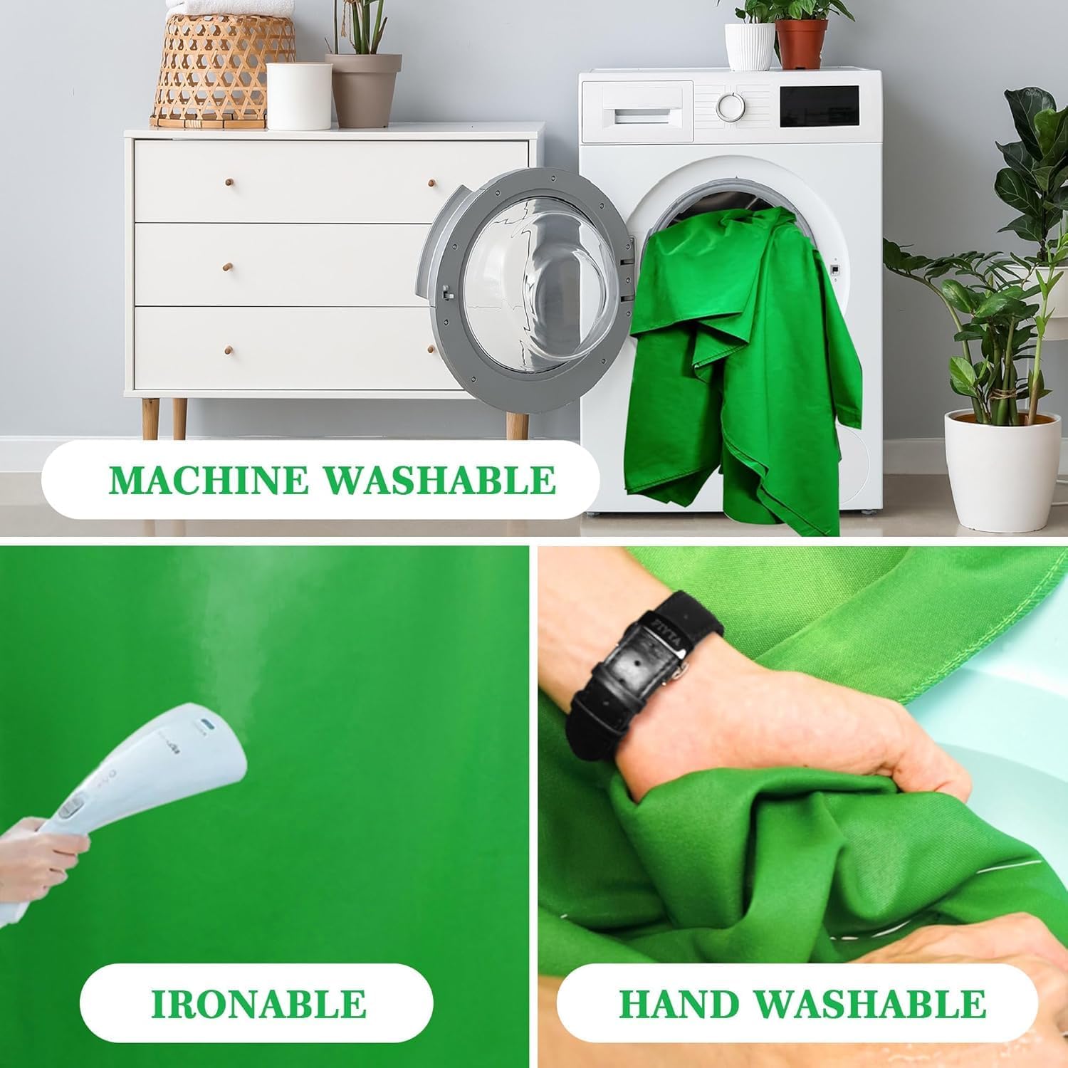 Green Backdrop 8x12ft – Professional Photography Backdrop for Photoshoots, Studio & Portraits, Wrinkle-Free, Opaque, Machine Washable Polyester, Non-Fading, Reusable for Photo Background
