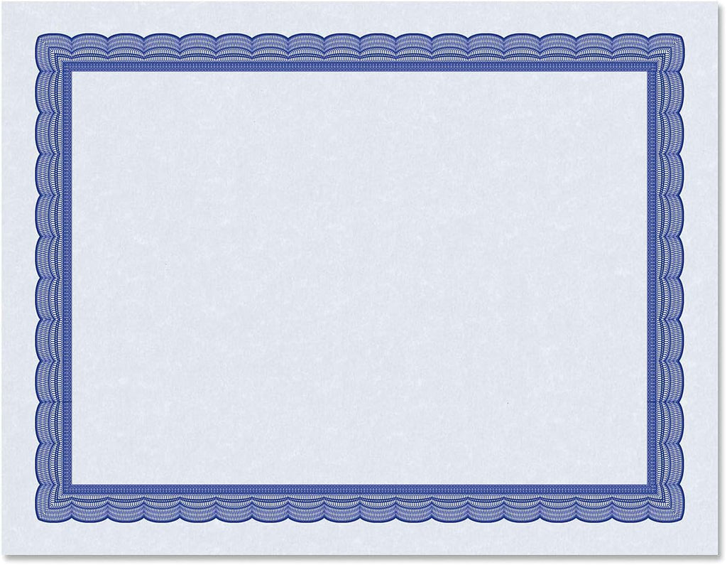 Executive Blue Parchment Certificate Papers - Pack of 25, Laser & Inkjet Printer Compatible, For Office, Business Awards, Graduation, School Diplomas, 8-1/2" x 11" on 60 lb. Text Stock