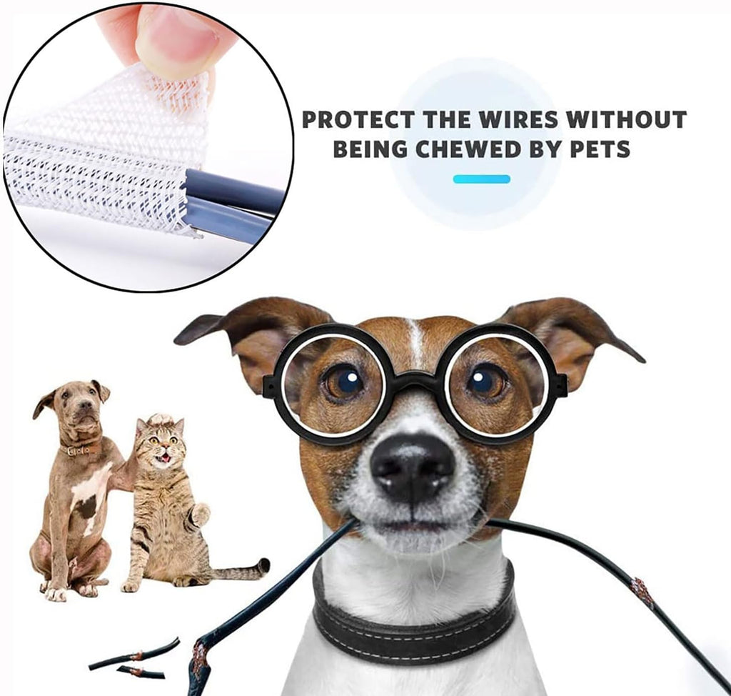1/2" x25ft Braided Cable Sleeve – Split Self-Wrapping Wire Loom Tubing for USB, Power, Audio/Video Cords – Chew-Resistant Cord Protector, White Expandable Sleeving