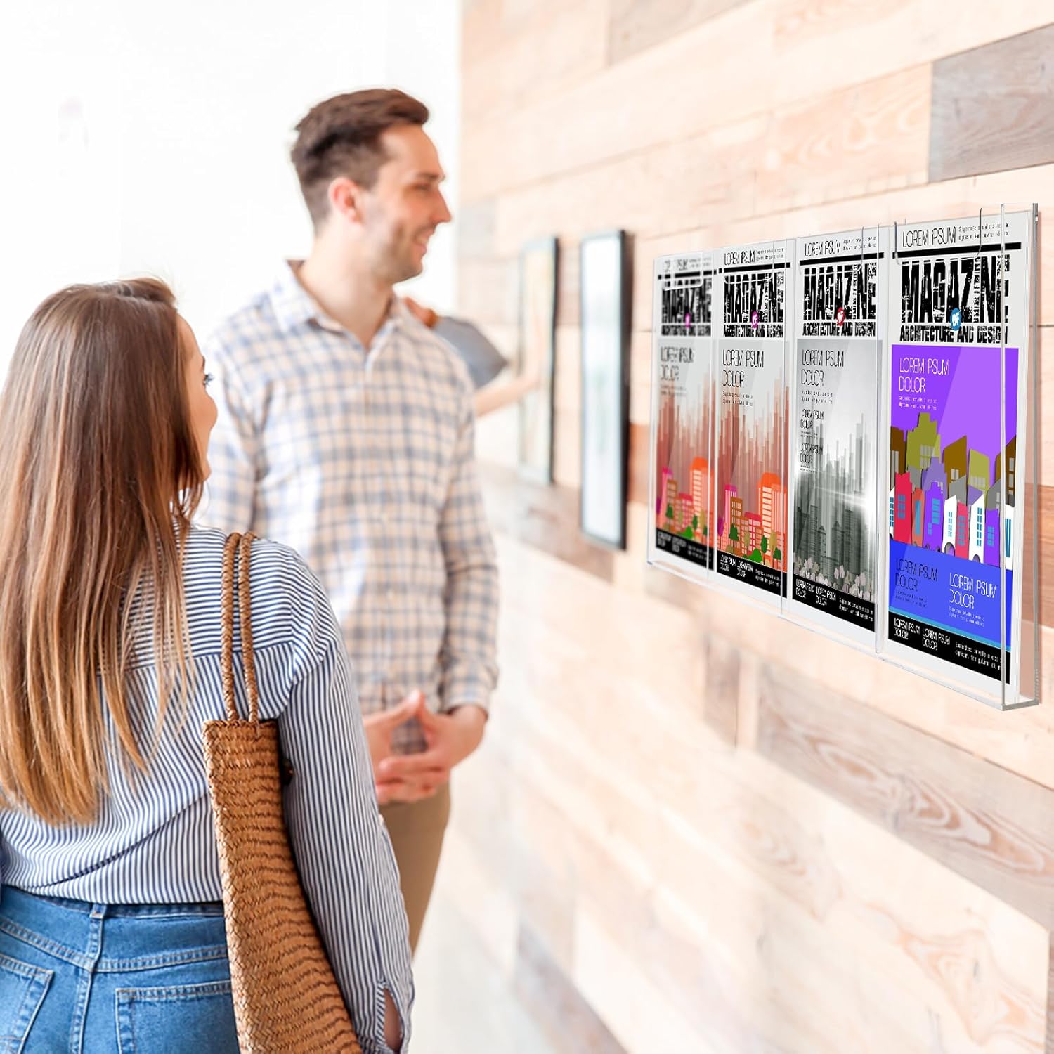 Barydat Acrylic Brochure Holder, 8.5 x 11 Inch Flyer Magazine Display Wall Mount Pamphlet Rack Clear Plastic Brochure Stand Literature Holder for Office Classroom Home (4 Pockets)