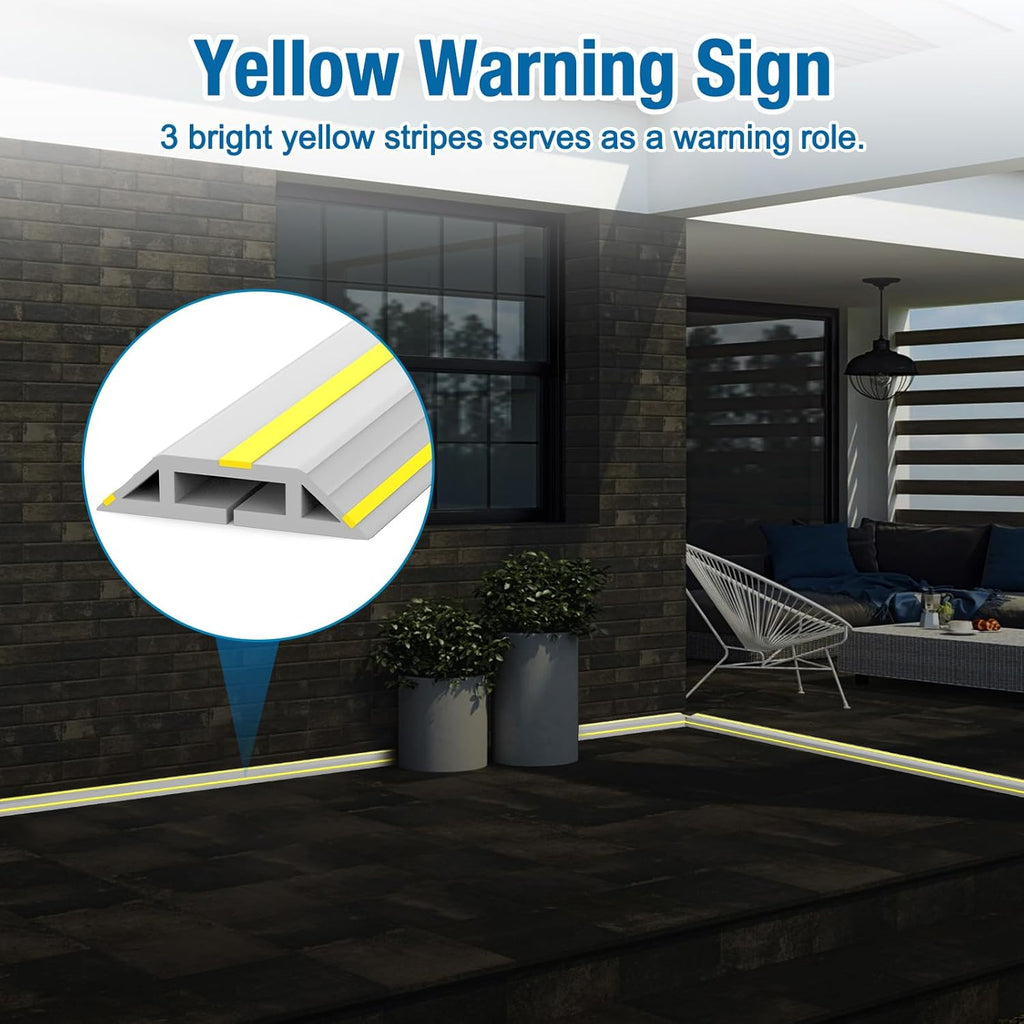 Eapele Floor Cable Cover Protector,Heavy Duty PVC Duct Easy to Unroll,Prevent Cable Trips and Protect Wires,Perfect for Home Office or Outdoor (Gray - 10ft)