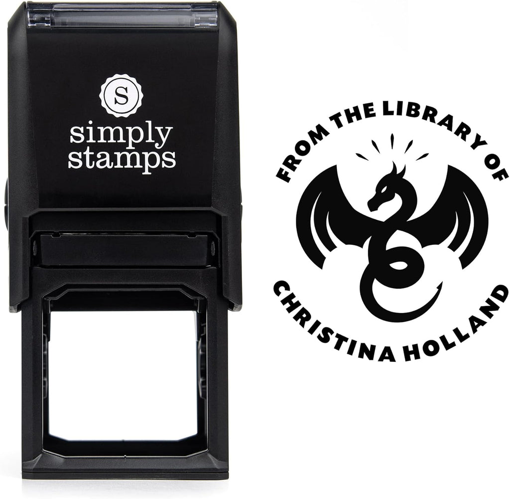 from The Library of Embossers & Stamps for Fantasy Book Readers | Custom Embosser | Custom Stamp | Ex Libris | Elevate Your Fantasy Collection of Stories and Novels (Design 5, Self-Inking Stamp)