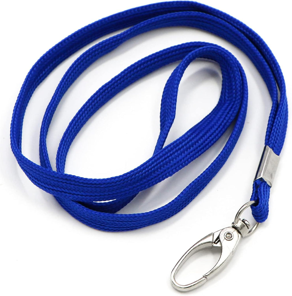 100 Pack Lanyards Bulk Blue Lanyard for Office Id Badges Flat Lanyard with Badge Clip Swivel Hook (100 Pack, Blue)