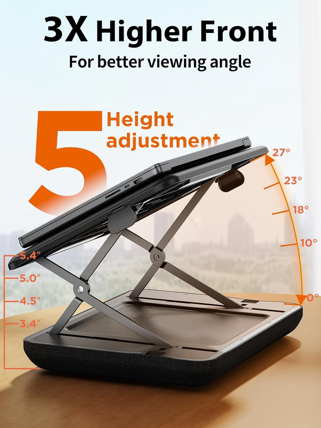 SAIJI Height & Tilt Adjustable Lap Desk, Portable Laptop Stand for Bed, Car, Couch and Recliner, Foldable Lap Desks - Up to 15.6 Inch Laptops