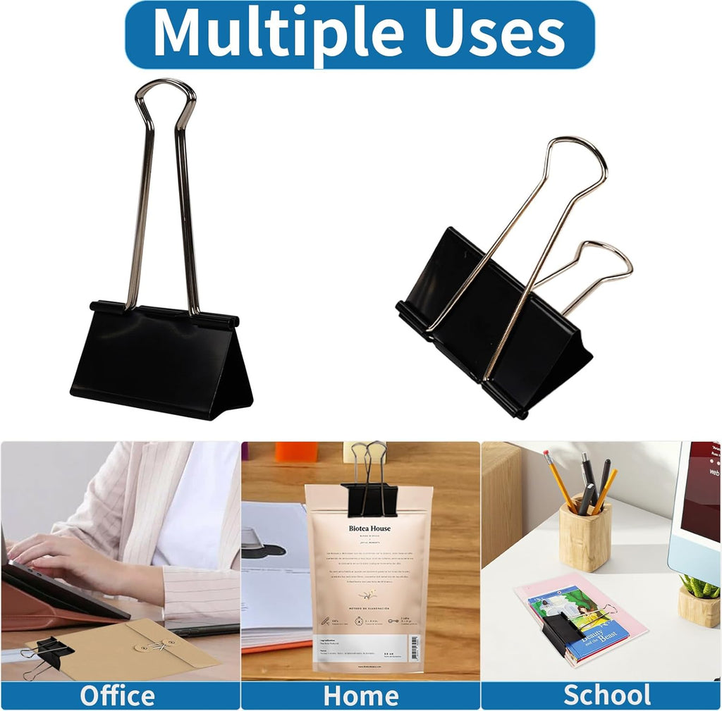 Jumbo Binder Clips 3 Inch - Extra Large Binder Clips 6 Pack, Heavy Duty Office Binder Clips for Paper, Documents, School & Office Supplies (6, 3 inch)