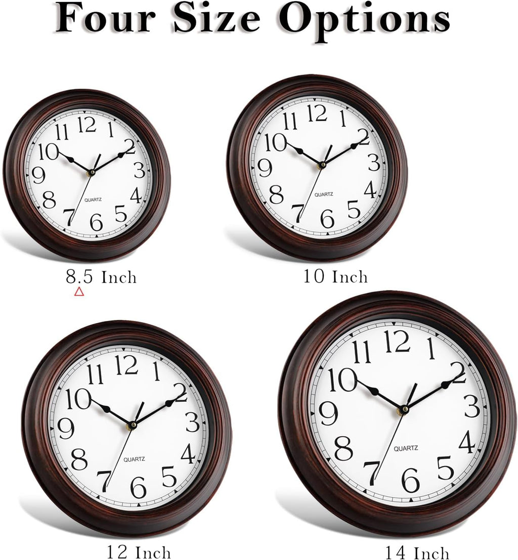 Wall Clocks Battery Operated Silent Non-Ticking Wall Clock 8.5 Inch Small Vintage Retro Rustic Style Decorative for Kitchen Living Room Home Office (Bronze)