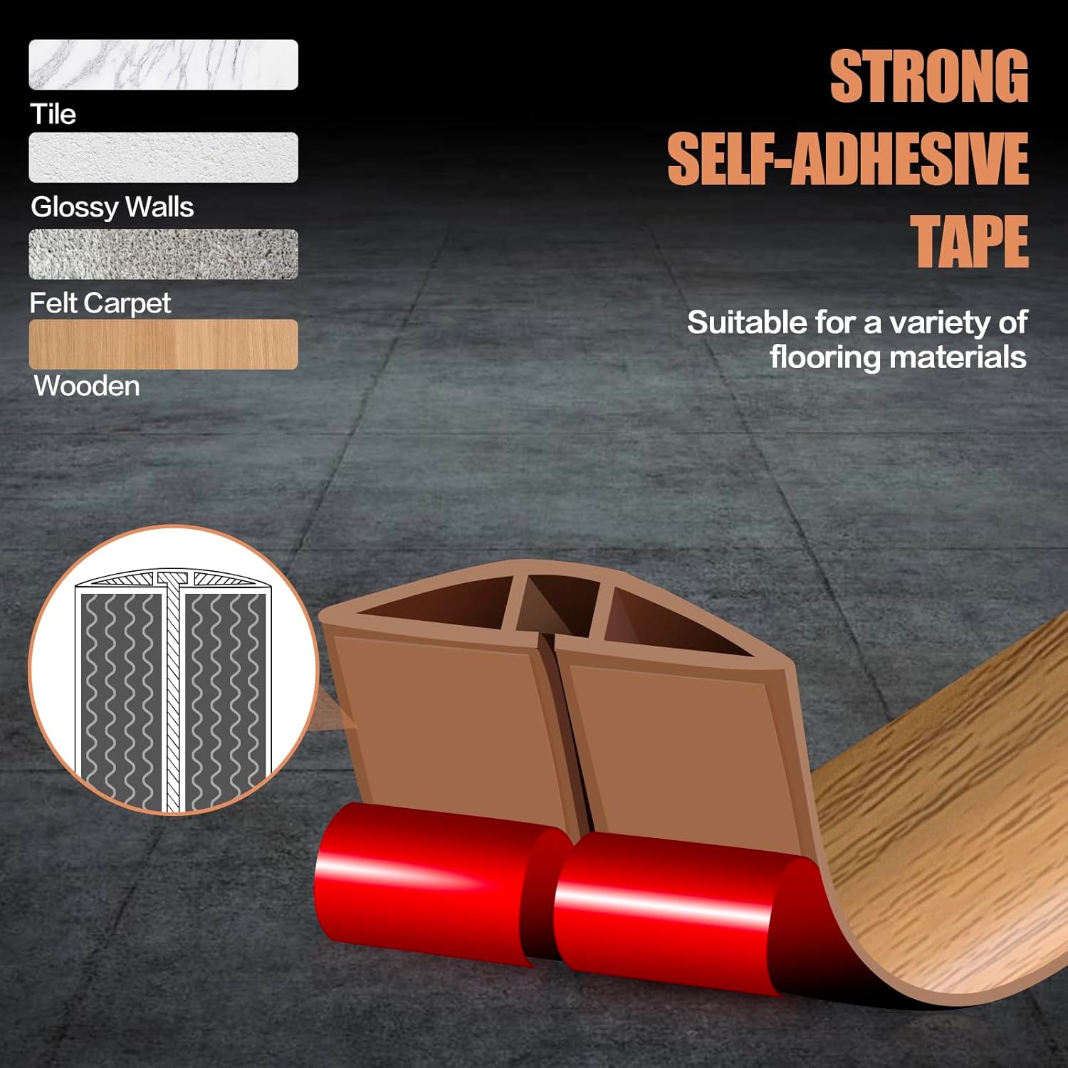 Floor Cord Cover Self Adhesive Cord Hider,10FT Cable Management, Extension Strip Protector for Wires, Prevent Cable Trips for Offices, Gyms, Exhibitions Cavity:0.47"(W) x 0.35"(H) Brown Wood