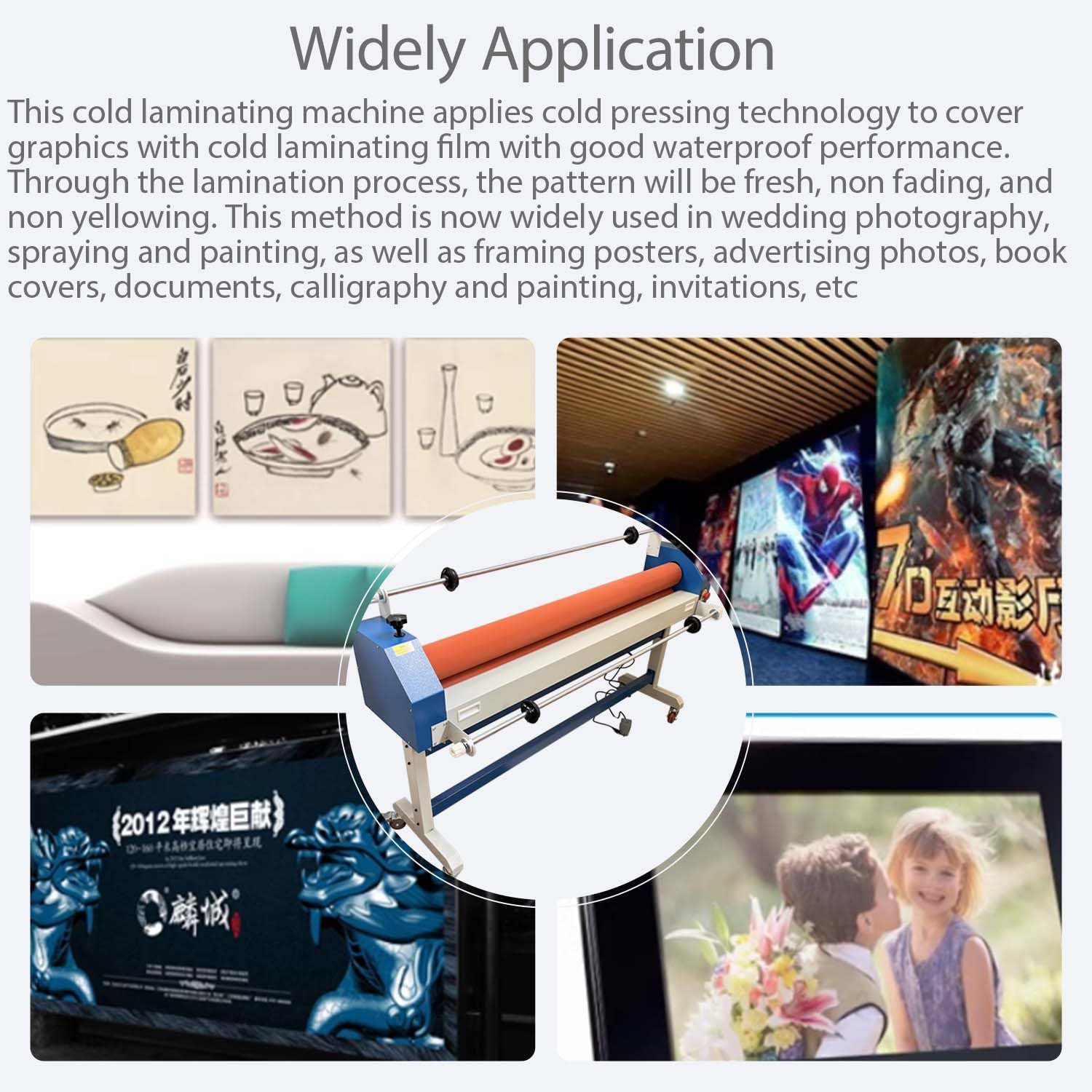 51in Electric Manual Cold Roll Laminator 1300mm Wide Format Vinyl Photo Film Hold Rod Laminating Machine with Casters Soft Rubber Roller for Commercial Offices