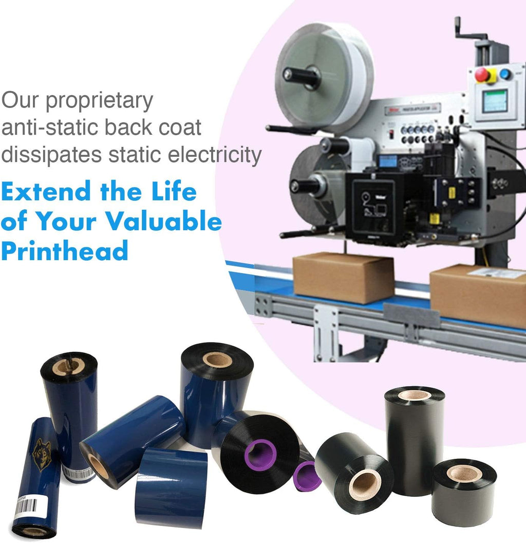 12 Rolls Wolfbarco 2.36" x 1476' (60mm x 450m) Black Standard Full Resin Thermal Transfer Ribbon Compatible with Zebra,TEC, INTERMEC,Citizen,TSC,GODEX,ARGOX Printers