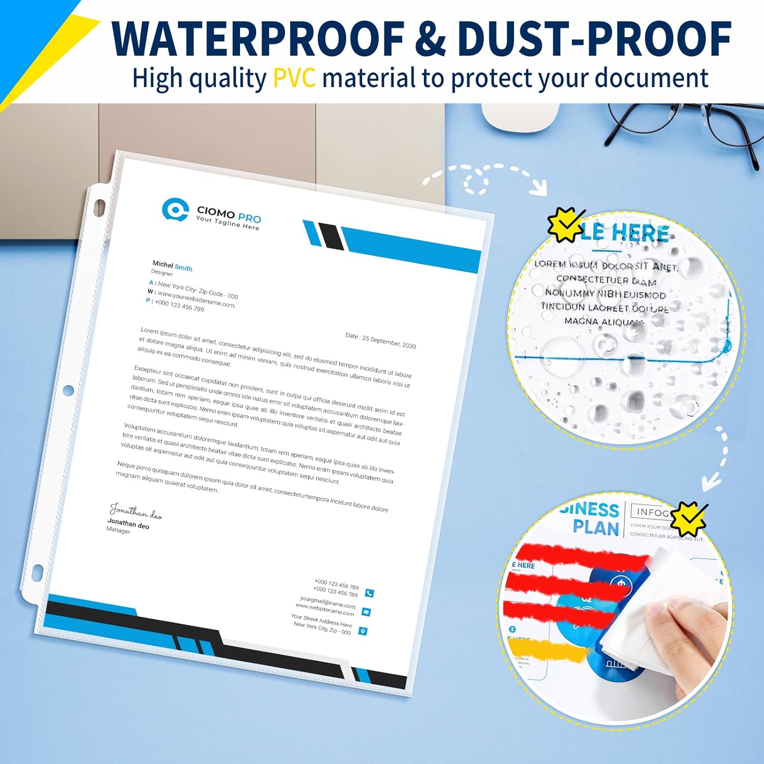 SUNEE Sheet Protectors 500 Packs for 3 Ring Binder, PVC-Free Clear Page Protectors 8.5x11 Inches Plastic Sleeves for Paper, Documents, Photos, Top Loading Binder Sleeves Letter Size