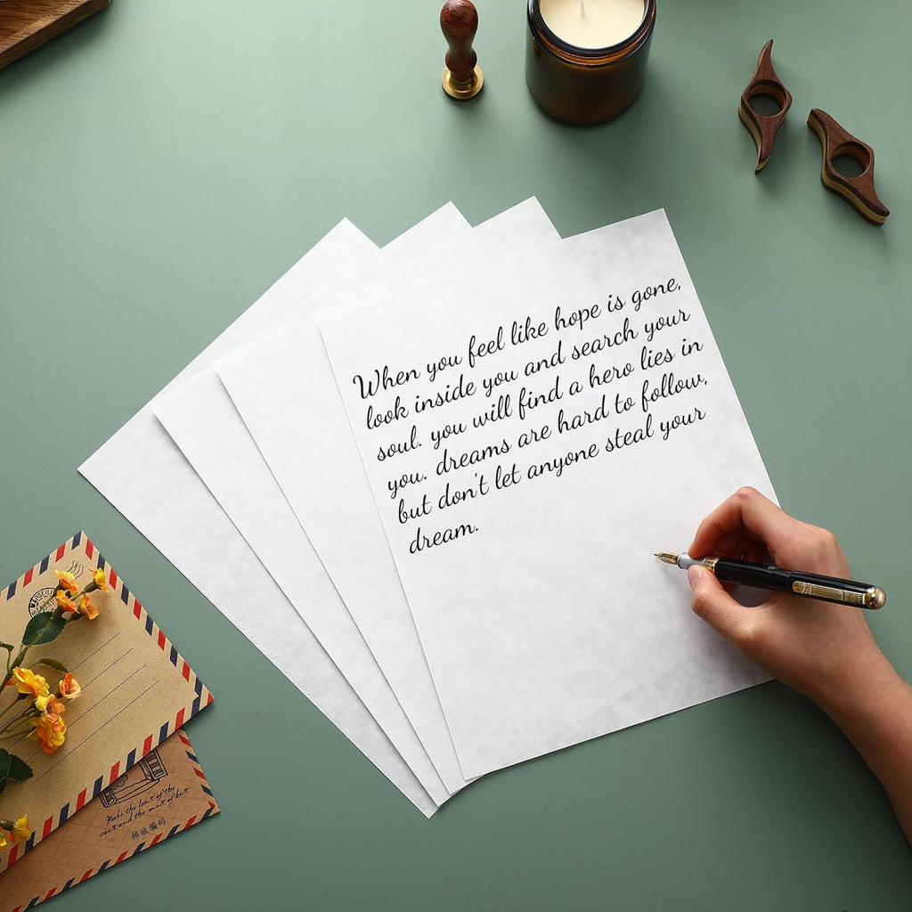 Epakh 150 Pcs Old Age Parchment Paper 8.5 x 11 Inch Standard Letter Vintage Colored Old Parchment Semblance Double Side Printing Paper (Blue)