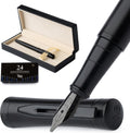 Wordsworth & Black Fountain Pen Set, Broad Nib, Includes 24 Pack Ink Cartridges, Ink Refill Converter & Gift Box, Calligraphy, [All Black], Perfect for Men & Women