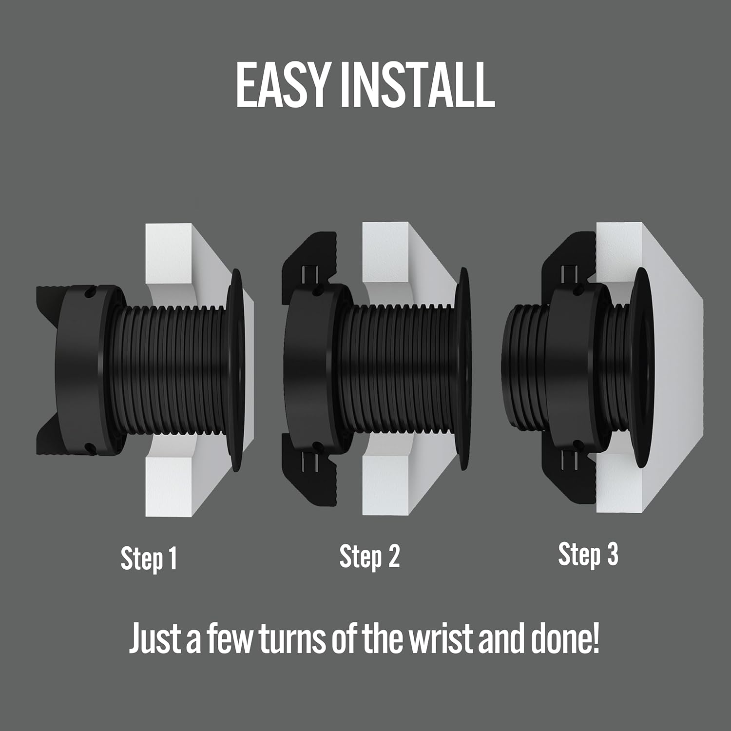 (1-Pack Black) Cable, Wire & Cord Management - Self Locking Grommet with Cover for Walls, Ceilings, Desks, Used for All Surfaces 3/8” to 1” Thick, Made in USA