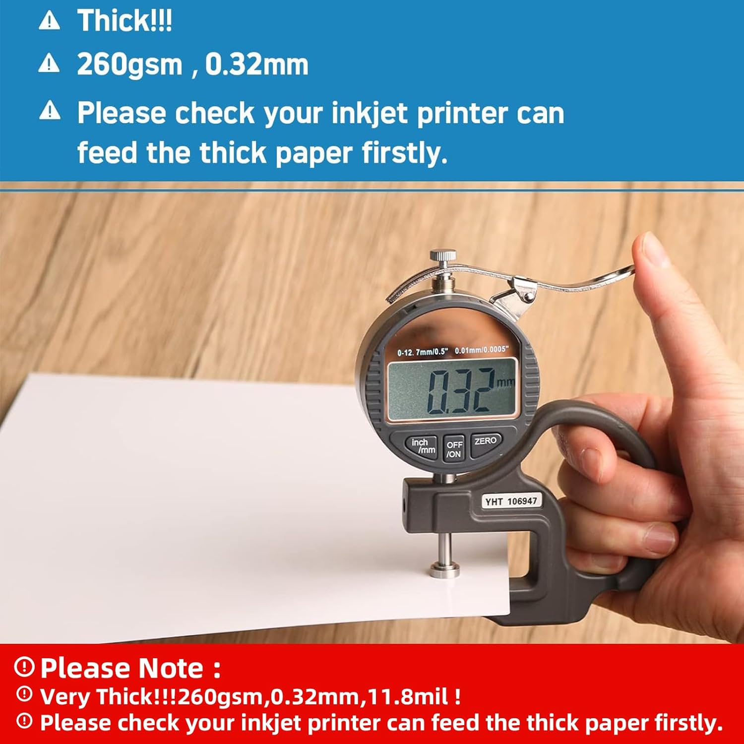 Uinkit Thick Photo Paper Glossy Double Sided 100 Sheets 8.5x11 Heavyweight 68lb 260gsm Inkjet Both Sides Printable 11.8mil A4 Letter size Flyer Bulk Pack 8.5 x 11 Card paper postcard postal A189