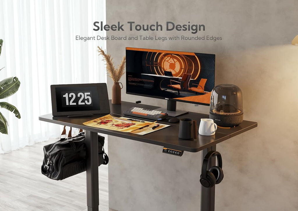 Claiks Electric Standing Desk, Adjustable Height Stand up Desk, 40x24 Inches Sit Stand Home Office Desk with Splice Board, Black Frame/Black Top