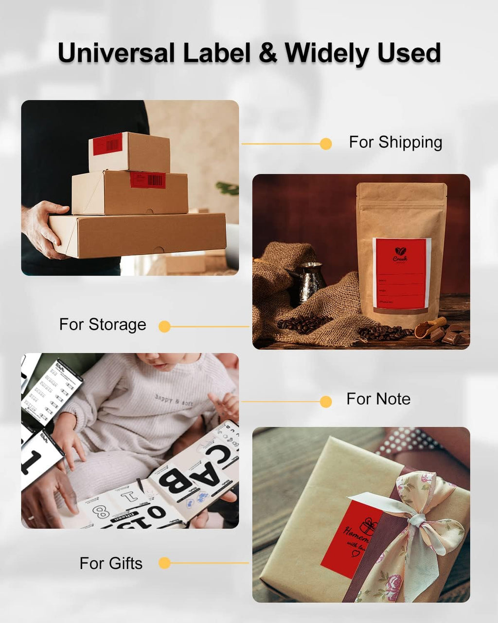 Phomemo 4x6 Thermal Label Printer Paper - 500 PCS Red 4"x6" Fan-Fold Shipping Supplies Labels - Water/Oilproof Label Stickers - Permanent Adhesive 4x6 Mailing Labels Paper for Thermal Printer