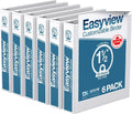 Easyview Premium 3-Ring Binders with Clear-View Covers and Round Rings, Binders for School or Office, 1.5 Inch, Pack of 6, White