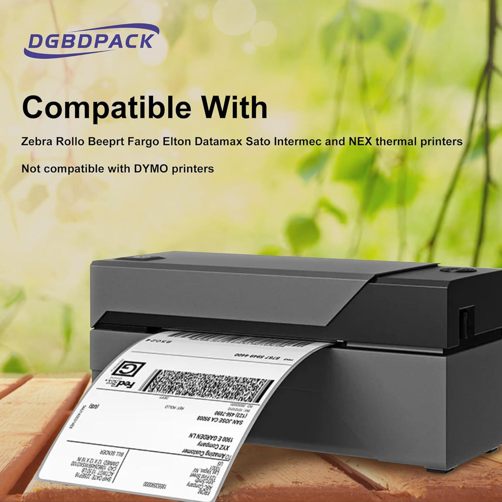 DGBDPACK Fanfold Direct Thermal Shipping Labels 4''x6'' 600 Labels/2 Stacks (300 Pcs per Stack), Compatible with Zebra Rollo Beeprt Printer Ultra Adhesive
