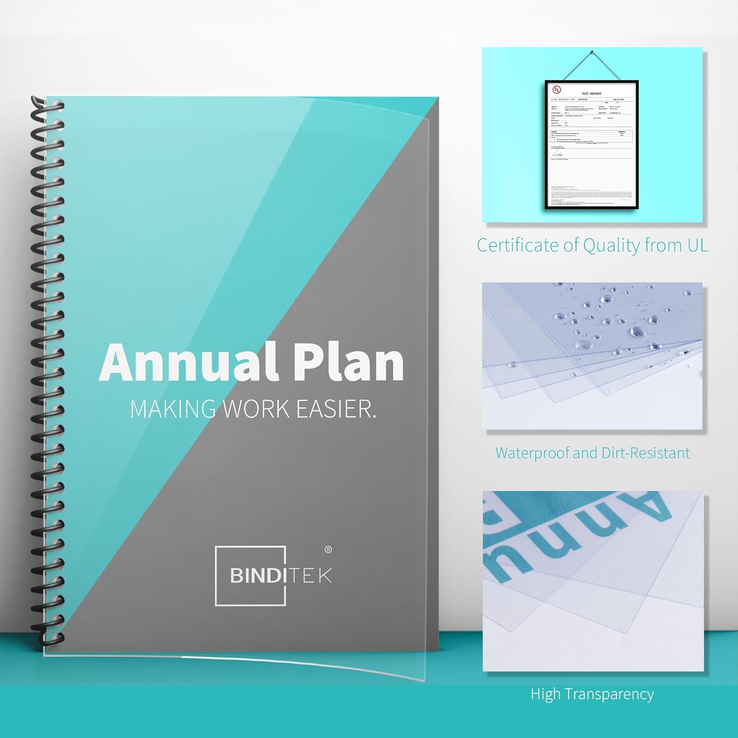 Binditek 200 Pack 6 Mil PVC Clear Binding Covers, 8.5 x 11 Inches, Letter Size, Square Corners, Un-Punched, Office Supplies