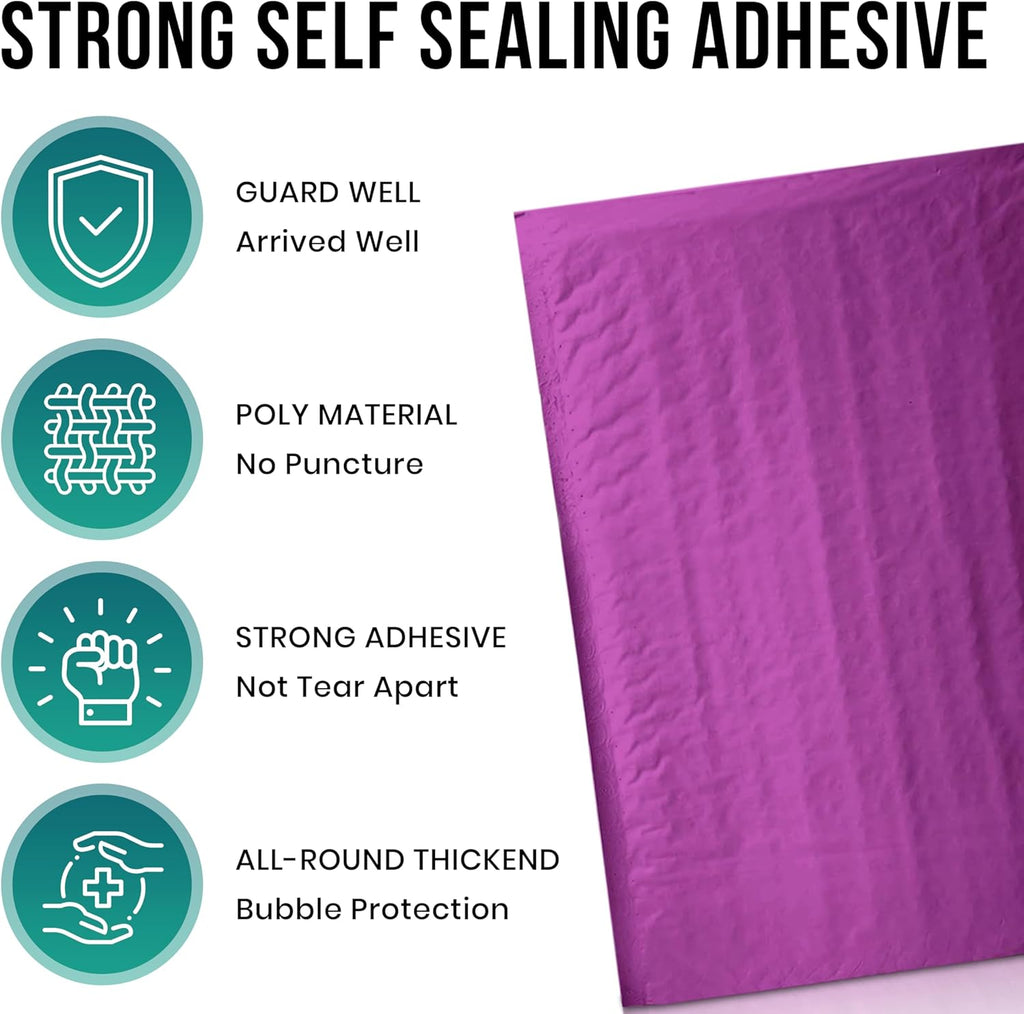 Levex - #0000 4" x 6" [5 Pack] Purple Poly Bubble Mailers, Padded Envelope Mailers, Packing Envelope & Mailing Bags for Shipping